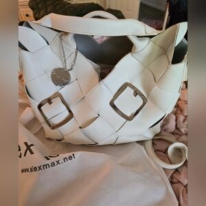 Alex Max Basket Weave Bag With Buckles